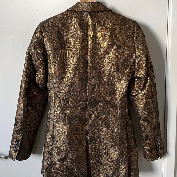 Express Gold Jacquard Blazer (XS + tailored waist!) - Picture 2 of 9